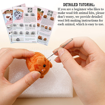1 Set Cat Needle Felting Kit DIY-SC0030-17B-1