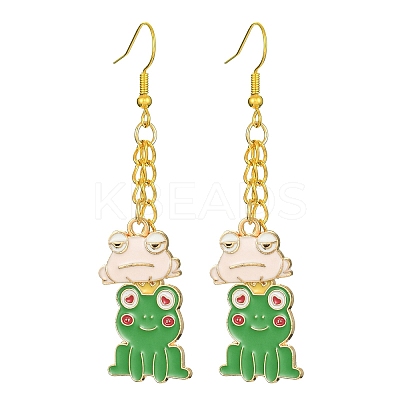 Alloy Enamel Frog Dangle Earrings with Iron Earring Pins for Women EJEW-JE05421-01-1