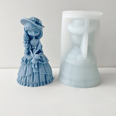 DIY 3D Goddess Girl with Animal Figurine Statue Silicone Molds DIY-G081-01A-1