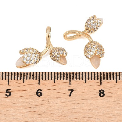 Brass Micro Pave Clear Cubic Zirconia with Resin Charms KK-G552-04G-1