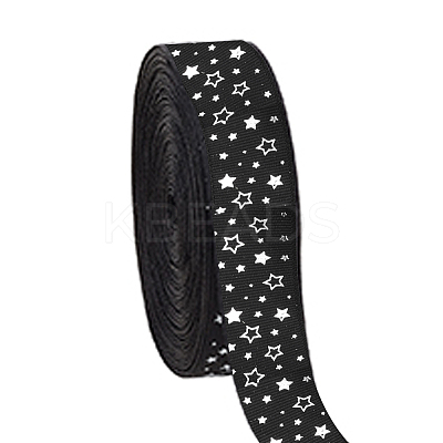 25 Yards Polyester Star Print Grosgrain Ribbon OCOR-PH0004-09-1