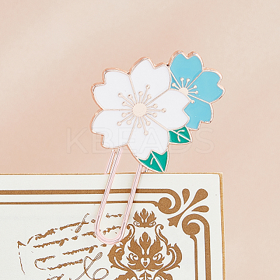 4Pcs Sakura Alloy Enamel & Iron Paper Clips IFIN-FH0001-70-1
