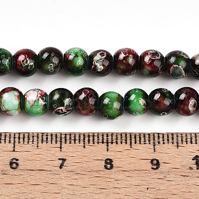 Baking Paint Glass Beads Strands DGLA-N003-6mm-A09-1