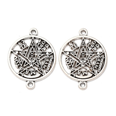 Tibetan Style Alloy Tetragrammaton Pentagram Wiccan Links Connector Charms FIND-Z099-04AS-1