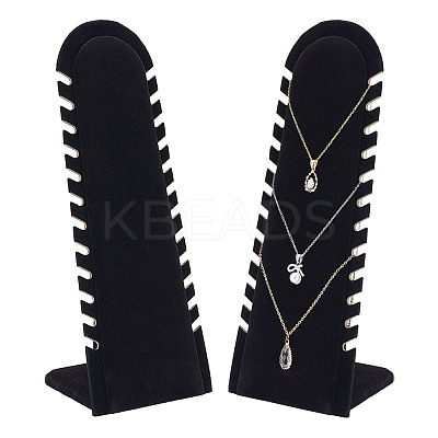 Wood Covered with Velvet Slant Back Necklace Display Stands LS-EDIS-WH0016-059-1