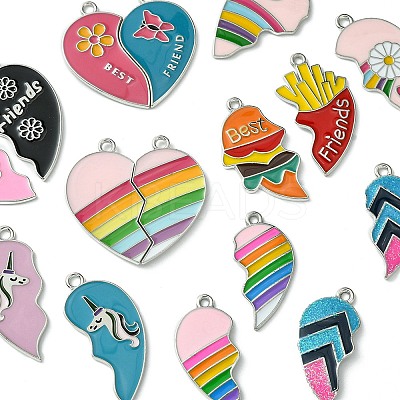 8 Sets 8 Styles Friendship Theme Alloy Enamel Split Pendants FIND-FS0002-31-1