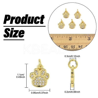 5Pcs Rack Plating Brass Micro Pave Clear Cubic Zirconia Charms KK-YW0003-36G-1