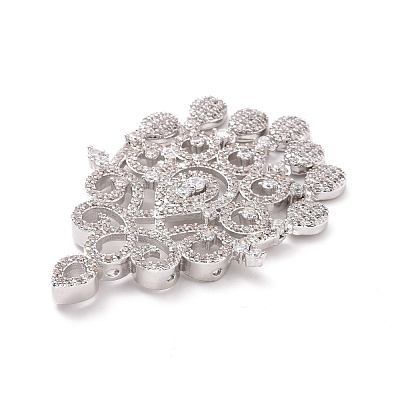 Eco-friendly Brass Micro Pave Clear Cubic Zirconia Big Pendants KK-D079-01P-1