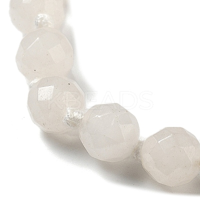 8mm Faceted Round Natural White Jade Beaded Necklaces NJEW-F327-01A-06-1