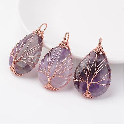 Natural Amethyst Pendants G-K122-09RG-1