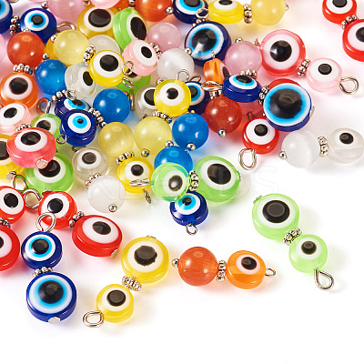 40Pcs 10 Styles Resin Evil Eye & Cat Eye Pendants FIND-TA0004-25-1