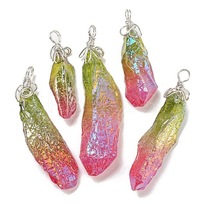 Electroplated Raw Rough Natural Quartz Crystal Big Pendants G-A229-02P-02-1