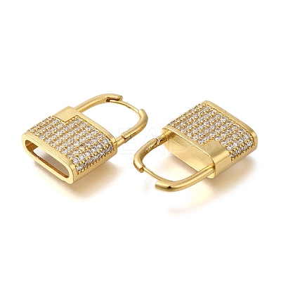 Rack Plating Brass Micro Pave Cubic Zirconia Hoop Earring Findings EJEW-H143-11G-1