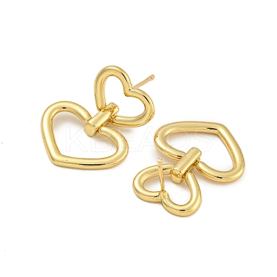 Rack Plating Hollow Heart Brass Stud Earrings EJEW-C116-05G-1