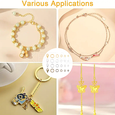 Iron Open Jump Rings & Lobster Claw Clasps & Brass Rings & Iron Beading Tweezers Finding Kits DIY-YW0017-54-1