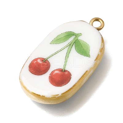 Fruit & Floral & Animals Printed Handmade Porcelain Pendants X-STAS-Z207-01G-09-1