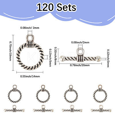 120 Sets Tibetan Style Alloy Toggle Clasps FIND-SP0003-91-1