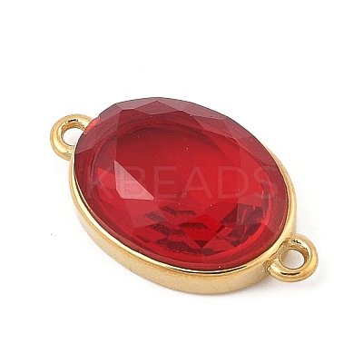 304 Stainless Steel Cubic Zirconia Oval Connector Charms STAS-P380-78G-01-1