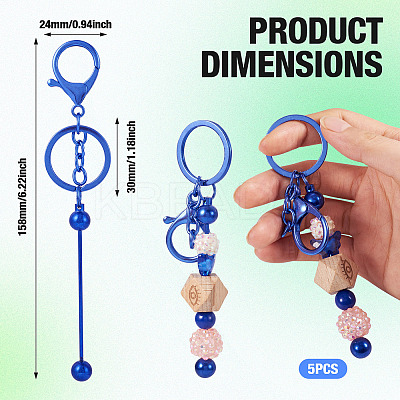 5Pcs Alloy and Brass Bar Beadable Keychain for Jewelry Making DIY Crafts DIY-SW0001-15A-1