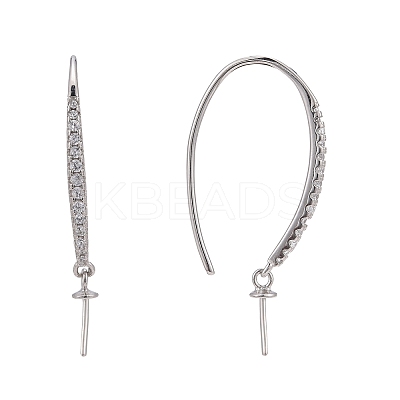 Anti-Tarnish Rhodium Plated 925 Sterling Silver Micro Pave Cubic Zirconia Earring Hooks STER-F041-88P-1