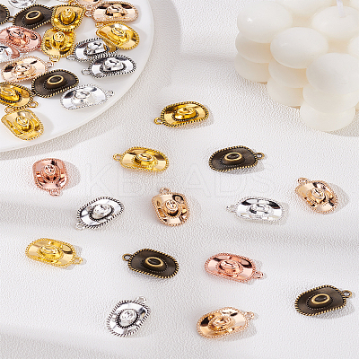 42Pcs 7 Colors Tibetan Style Alloy Pendants FIND-LP0003-11-1