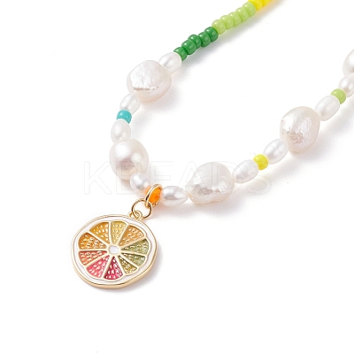 Lemon Slice Enamel Pendant Necklace for Girl Women X1-NJEW-TA00013-1