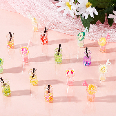 40Pcs 10 Style Imitation Fruit Tea Resin Pendants FIND-SC0002-49-1