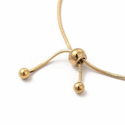 Ion Plating(IP) 304 Stainless Steel Round Beaded Round Snake Chains Slider Bracelet for Women BJEW-E074-02G-1