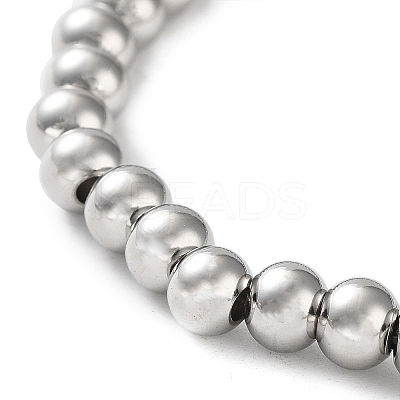 Non-Tarnish 316 Surgical Stainless Steel Round Beaded Stretch Bracelets LS-BJEW-M305-01C-P-1