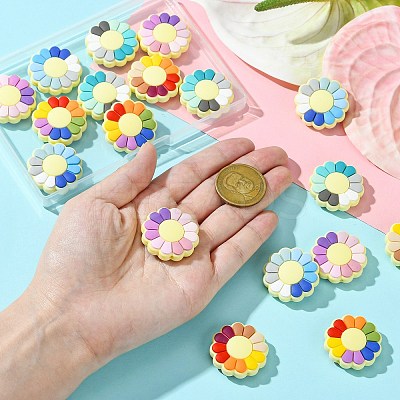 20Pcs 5 Colors Flower Food Grade Eco-Friendly Silicone Focal Beads SIL-CJ0002-28-1