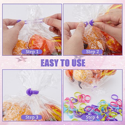 100Pcs 4 Colors Silicone Pastry Bag Tie Rings AJEW-CN0001-70-1