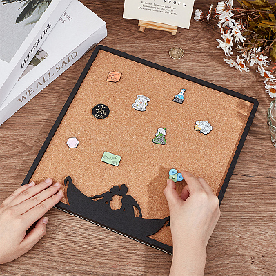 Hexagon Wall Mounted Brooch Jewelry Display Cork Tray ODIS-WH0329-84B-1