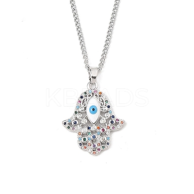 Brass Micro Pave Cubic Zirconia Pendant Necklaces NJEW-M211-04B-P-1