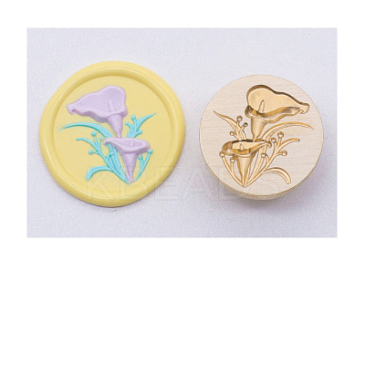 Golden Tone Wax Seal Brass Stamp Head STAM-PW0005-019G-08-1