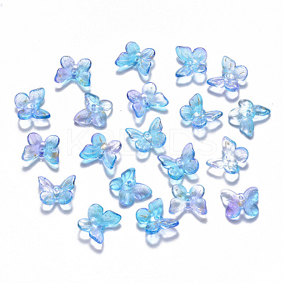 Two Tone Transparent Spray Painted Glass Charms X-GLAA-T016-22C-1
