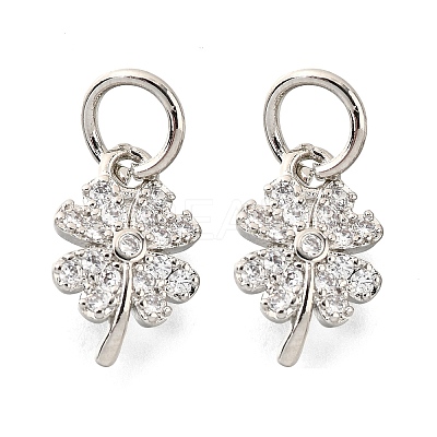 Clover Brass Micro Pave Clear Cubic Zirconia Pendants KK-K300-10P-1