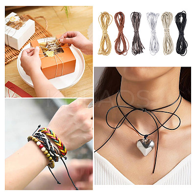 6 Skeins 6 Colors PU Imitation Leather Cords OCOR-TA0001-96-1