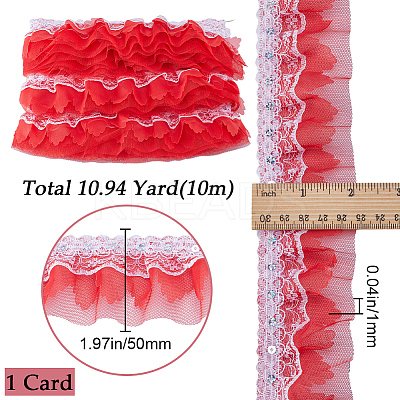 10M Polyester Flower Lace Ribbon with Paillettes OCOR-GF0003-34A-1