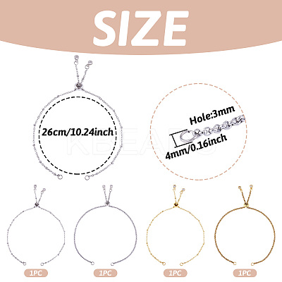 2 Sets 2 Colors 304 Stainless Steel Satellite Chain Bracelet Slider Making MAK-TA0001-22-1