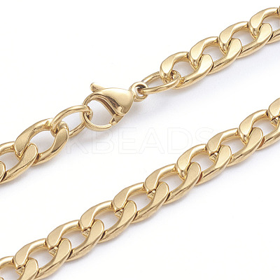 Men's 304 Stainless Steel Cuban Link Chain Necklaces NJEW-L173-009-G-1