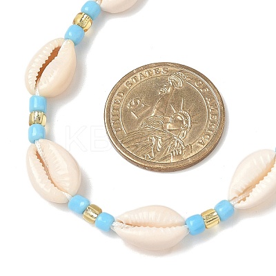 3Pcs 3 Colors Natural Cowrie Shell & Glass Seed Beaded Beaded Necklaces NJEW-JN05331-1