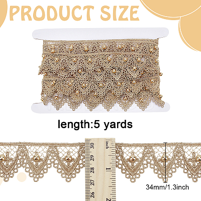 5Yards Polyester & ABS Plastic Imitation Pearl Lace Ribbon OCOR-WR0001-78-1