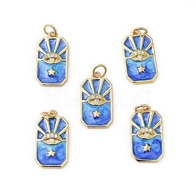 Rack Plating Brass Micro Pave Cubic Zirconia Pendants KK-H431-35G-1