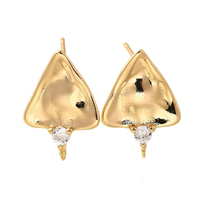 Brass Micro Pave Cubic Zirconia Stud Earring Findings KK-Z092-05G-1