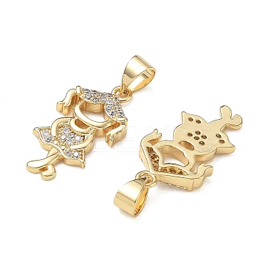 Brass Micro Pave Clear Cubic Zirconia Pendants CU-CBA9AFC-01G-18-1