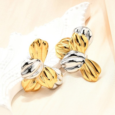 304 Stainless Steel Two-tone Stud Earrings for Women EJEW-R023-01GP-07-1