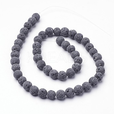Unwaxed Natural Lava Rock Bead Strands X-G-F309-10mm-1
