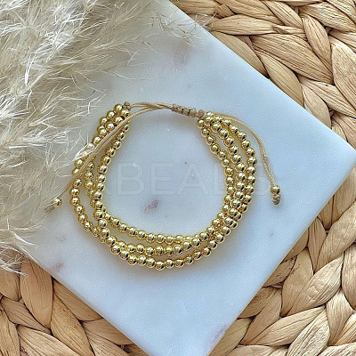 Brass Round Beaded Braided Beaed Bracelets WT6020-1-1
