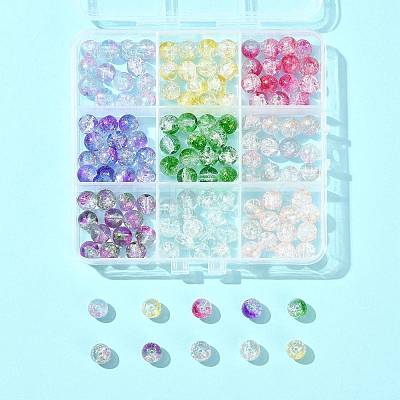 180Pcs 9 Colors Transparent Spray Painted Crackle Glass Beads GLAA-FS0002-44-1