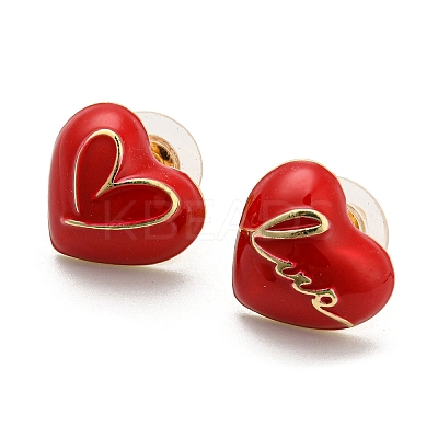 Heart & Word Love Enamel Asymmetrical Earrings LS-EJEW-Z018-02A-1